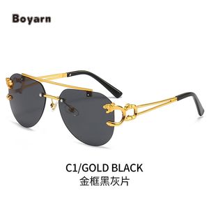 ボヤーンマルチカラー偏光UV400スクエアメタルリムレスタイガーデザインサンシェード女性男性サングラス眼鏡 - Product Image 6