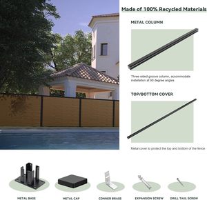 Recinzione da <span class=keywords><strong>Giardino</strong></span> Moderna in WPC, Impermeabile e Anti-Insetti, Facile da Installare, <span class=keywords><strong>Set</strong></span> 1,8x1,8 Metri per Privacy del Patio, Comodamente Assemblabile - Product Image 2