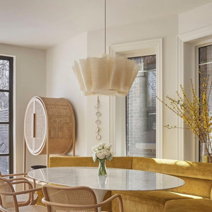 Candelabro de Lujo Minimalista Nórdico Hecho a Mano de Tela Lámpara Colgante para Sala de Estar Comedor Accesorios para Techo Alto Luces Colgantes - Product Image 4