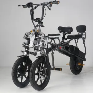 Bicicleta eléctrica de tres ruedas, 500w, dos ruedas delanteras, largo alcance, 60-70km, 3 ruedas