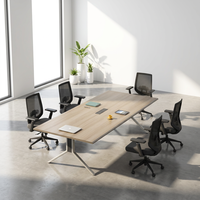 Mesa de Conferencia Moderna con Patas en Y, Escritorio para Reuniones con Tablero de MDF E1, Mesa Grande para Oficina, Muebles para Sala de Juntas, Escritorio con Conexión Eléctrica