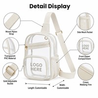 Sac bandoulière transparent en PVC personnalisé, fiable et approuvé pour les stades, avec fermeture éclair sécurisée pour concerts et vendeurs