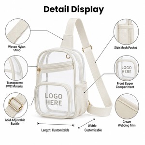 Sac bandoulière transparent en PVC personnalisé, fiable et approuvé pour les stades, avec fermeture éclair sécurisée pour concerts et vendeurs - Product Image 2