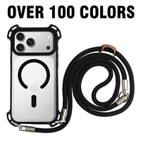 Étui de téléphone magnétique antichoc à quatre coins avec sangle en nylon pour iPhone 13 14 15 16 17 Pro Max Air, housses de téléphone antichoc