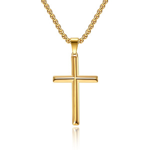 Collar unisex de acero de titanio con cruz, colgante en oro, plata y negro, joyería de moda para hombres y mujeres. - Product Image 5