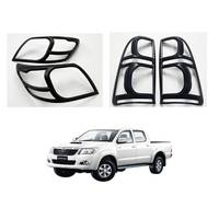 2 ensembles de kits noirs pour phares et feux arrière, garniture pour Toyota Hilux Vigo 2011-2014, accessoires