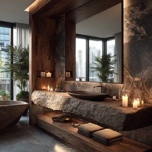 Miroir intelligent mural pour salle de bain avec meuble sous-vasque flottant et accessoires - Product Image 2
