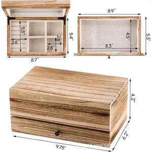 <b>Vintage</b> solid wood jewelry <b>box</b>, double-layer women's jewelry <b>box</b> with mirror and ring tray. - Product Image 4