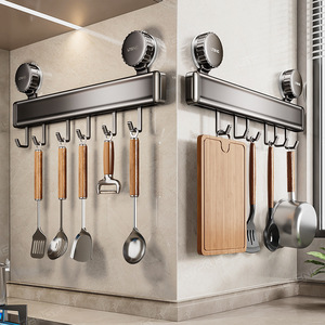 Blue Vine Kitchen Wall Rack Gunmetal Suction Hooks Heavy Duty Storage Holder For Pans Spoons Utensils - Product Image 4