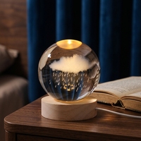 Lampe LED intelligente à illusion 3D de galaxie colorée, boule de cristal avec base en bois blanc pour chambre à coucher, maison, cadeau d'anniversaire