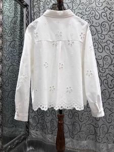 Nuove camicie di cotone di alta qualità 2025 l'autunno da <span class=keywords><strong>donna</strong></span> <span class=keywords><strong>con</strong></span> collo rovesciato grandi tasche Patchwork a maniche lunghe camicie bianche nere albicocche - Product Image 2