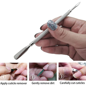Pousse-cuticules en acier inoxydable, outil de manucure pour nail art, double extrémité, éliminateur de peaux mortes, accessoires de pédicure pour usage en salon - Product Image 3
