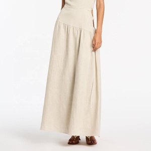 Abbigliamento estivo personalizzato di fascia alta OEM elegante Vintage monospalla Maxi <span class=keywords><strong>da</strong></span> <span class=keywords><strong>donna</strong></span> allentata abito Casual <span class=keywords><strong>da</strong></span> <span class=keywords><strong>donna</strong></span> 100% tessuto di <span class=keywords><strong>lino</strong></span> - Product Image 5