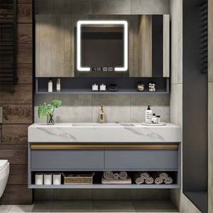 Toilet Set American Modern Floating <b>Bathroom</b> Vanity <b>Cabinet</b> with Led Mirror Luxury Freestanding Vanity Sink <b>Bathroom</b> <b>Cabinet</b> - Product Image 3
