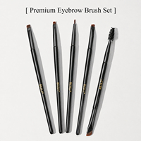 Pinceau à sourcils plat et coudé noir avec logo personnalisé, ultra-fin, pour les cosmétiques des sourcils