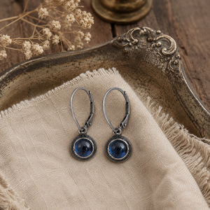Orecchini vintage blu Orecchini minimalisti con perno Orecchini piccoli in stile boho Accessori di bigiotteria alla moda per le donne - Product Image 2