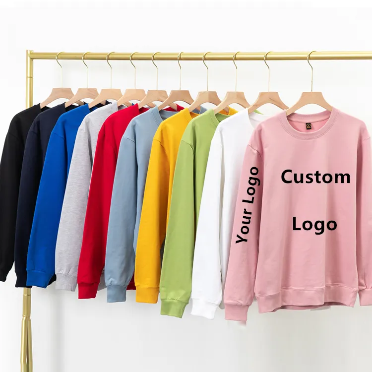 oversized crewneck sweatshirt plain cotton sweater printed logo men blank embroidery pullover embroidered sweatshirt custom logo