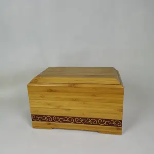 Solid Bamboo Material With Patterns Handmade Funeral Urn For Cremation