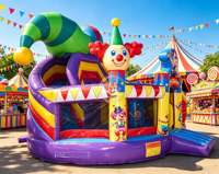 Château gonflable CE pour l'extérieur, idéal pour les fêtes et la location, avec toboggan et aire de jeux rebondissante