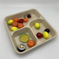 100% Compostable 3 Compartiment Boîte À Lunch Jetable Biodégradable Pulpe Alimentaire Bagasse Conteneurs Alimentaires