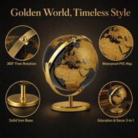 Globe terrestre moderne rétro en plastique de 8 pouces avec support en métal rotatif à 360°, carte du monde anglaise, décoration de bureau, enseignement de la géographie, école, bureau