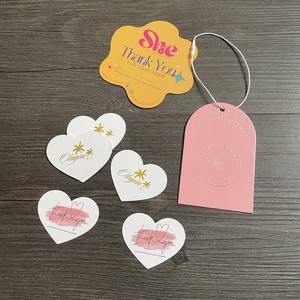 Cartes de remerciement miniatures en forme de cœur avec estampage à chaud doré, personnalisées, pour cadeaux d'entreprise, cartes pour emballage - Product Image 5