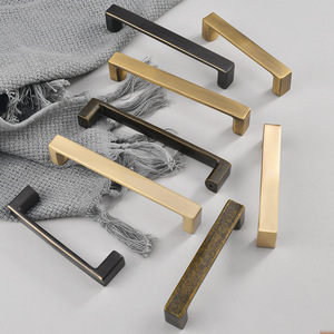 Brass Cabinet Door Handles Bar Shape Minimalist Design Durable For Wardrobe Drawer Shoe Cabinet Modular Installation - Product Image 1