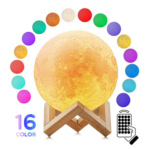 Creative Gift Upgraded Hanging Remote & Touch Control 3D Night Light Lamp 15cm Moon Lamp Moon 16 colors - Product Image 1
