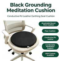 Coussin de méditation de mise à la terre OEM personnalisé noir en cuir PU conducteur, respirant et rond pour chaise de sol