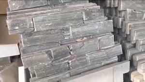 Revêtement en ardoise anthracite au design moderne Mur extérieur en <span class=keywords><strong>pierre</strong></span> <span class=keywords><strong>naturelle</strong></span> à rebord empilé de culture Gris foncé avec finition de surface fendue - Product Image 2