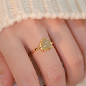 Hetian <b>Jade</b> Heart <b>Ring</b> For Women Minimalist Vintage Index Finger Jewelry Gift Bezel Setting - Product Image 2