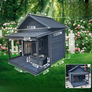 럭셔리 원목 강아지 빌라 친환경 지속 가능한 야외 강아지 집 켄넬 애완동물 침대 프리미엄 대형 강아지 케이지 뒷마당 고양이 모두 사용 가능 - Product Image 6