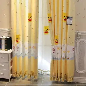 Детские занавески для гостиной, толстые солнцезащитные панели, Мультяшные занавески желтого и розового цвета для мальчиков и девочек