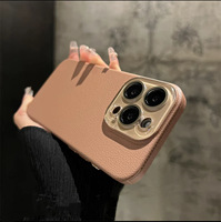 Coque de téléphone en texture litchi couleur unie avec protection d'objectif en cristal pour iPhone 16 16 Pro Max 15 13 12