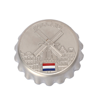 Aimant pour réfrigérateur personnalisé ouvre-bouteille de bière rond multifonctionnel Amsterdam métal décoration Pays-Bas aimants pour réfrigérateur