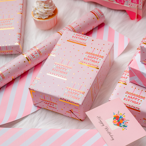 Happy Birthday Cake <b>Pattern</b> Gift Wrapping <b>Paper</b> Double-Sided Art <b>Paper</b> for Party Decorations - Product Image 2