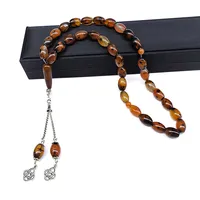Agate rayée rouge naturelle 10*14mm Aqeeq Tasbih musulman 33 pièces perles Bracelet accessoires islamiques perle de prière arabe Misbaha chapelet
