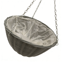 Panier suspendu en rotin PP avec fleurs artificielles et crochets pour plantes de jardin et de balcon - Tressé à la main, écologique et durable, à suspendre au mur