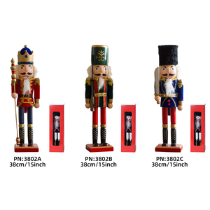 공장 도매 하이 퀄리티 전통적인 38cm 킹 우드 벨벳 옷 크리스마스 파티 호두 크래커 - Product Image 2