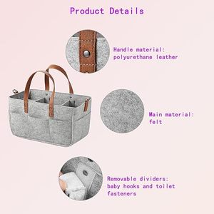Organizador de pañales de bebé de fieltro portátil a <span class=keywords><strong>precio</strong></span> de fábrica con correa para el hombro y Asa de cuero para niño y niña - Product Image 5