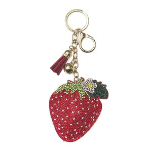 Cute Fruit Diamond Strawberry Light Zinc Alloy Creative Keychain Fashion Shiny Crystal Tassel <b>Bag</b> Fringe Pendant Women's Gift - Product Image 1