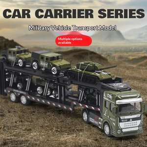 Camion de transport militaire en alliage de 32 cm avec 6 petites voitures, modèle de <span class=keywords><strong>char</strong></span> à l'échelle <span class=keywords><strong>1</strong></span>/<span class=keywords><strong>48</strong></span>, sans batterie, pour les nouveaux jouets transfrontaliers - Product Image 5