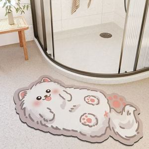 Tapis de bain antidérapant en terre de diatomée, forme personnalisée, motif chat mignon, pour sol de salle de bain - Product Image 3