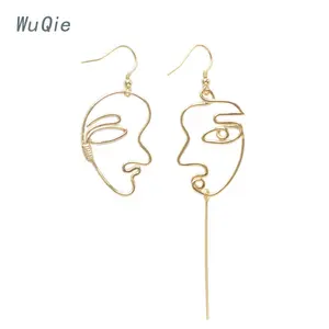 Wuqie 2020 Modern Art Design Statement Human Face Drop Earrings Picasso Vintage Earrings For Women Silver Jewelry