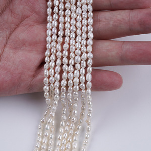 Zhuji <b>Pearl</b> Wholesale Natural Freshwater Rice Beads 3.5-4mm <b>Loose</b> String for DIY Jewelry Accessories White Pink Color Options - Product Image 2