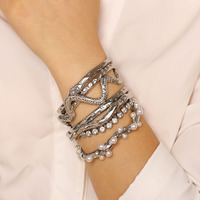 Bracelet en acier inoxydable plaqué or style Ins, avec zircon cubique et perle, design ouvert en forme de C et ligne ondulée, bijoux pour femmes