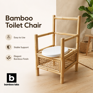 Silla de Inodoro de Bambú Premium, Altura Ajustable, Reposabrazos Acolchados, Recipiente Extraíble, Impermeable, Certificación Clase III, para Personas Mayores - Product Image 1