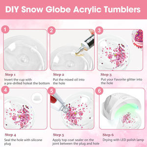 Snowglobe Tumbler dengan lubang bor 16 oz salju akrilik bola dunia Tumbler cangkir dinding ganda cangkir plastik bening dengan tutup dan sedotan - Product Image 4