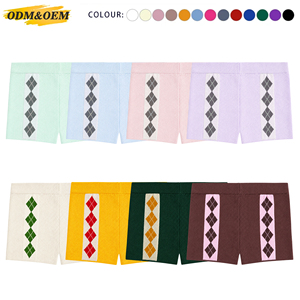 JMSWEATER Pantalones Cortos Deportivos Transpirables de Verano para Mujer, Pantalones Cortos de Punto con Estampado de Rombos, Casuales y Sexys - Product Image 4