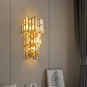 2023新专利设计智能卧室客厅金色豪华水晶现代发光二极管壁灯